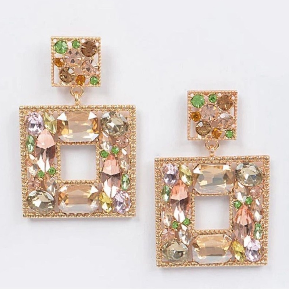 Anthropologie Gold and Multicolor Gemstone Earrings